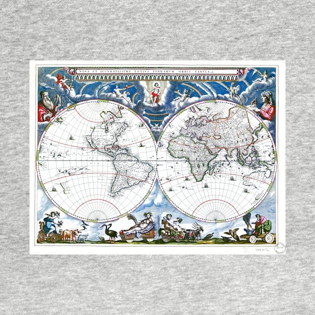 World map wall art 1690 dorm decor mappemonde Art Print by FrenchPrinting
